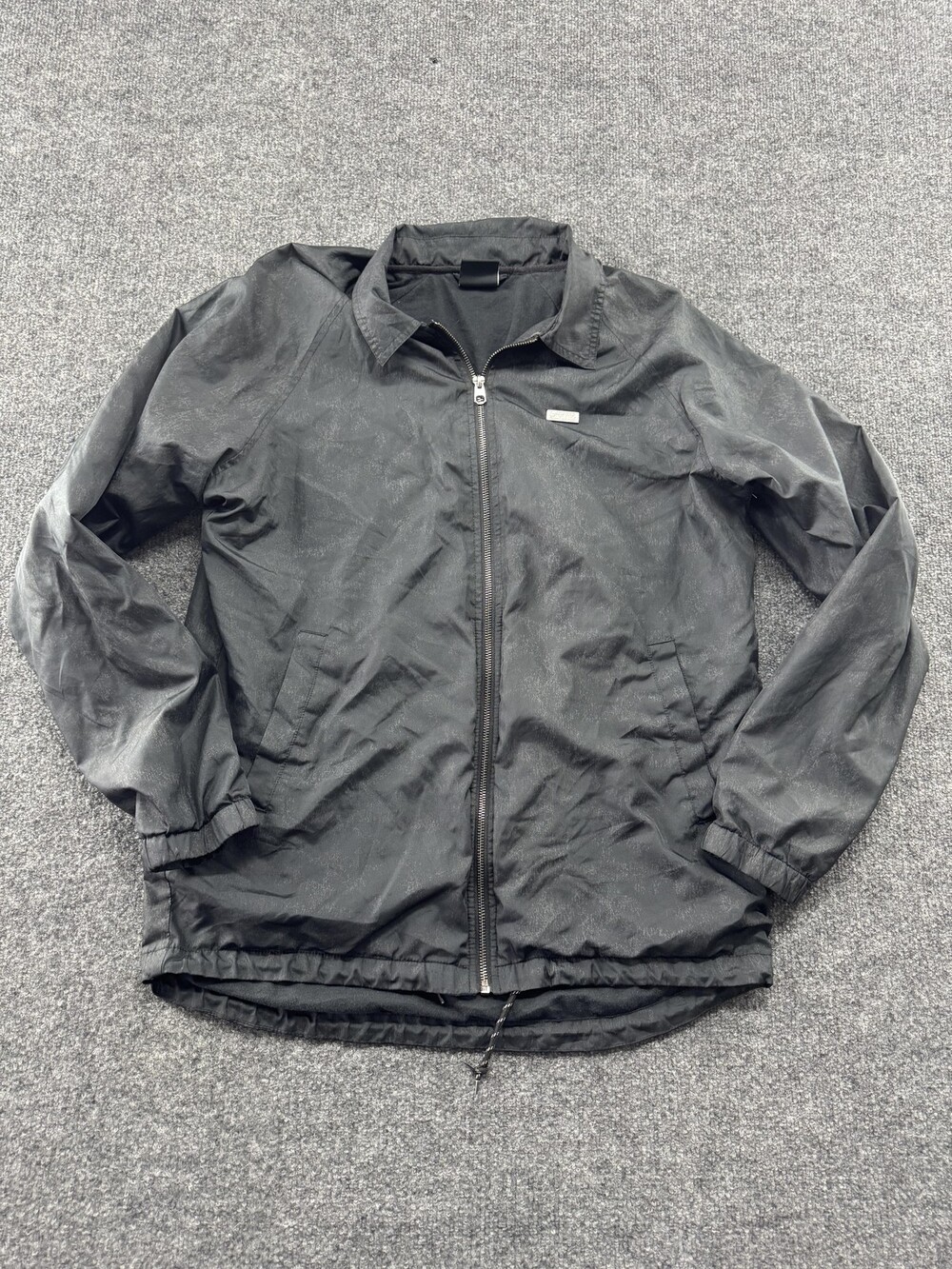 Empyre Jacket Mens Small Black Collared Full Zip Lined Lightweight Windbreaker